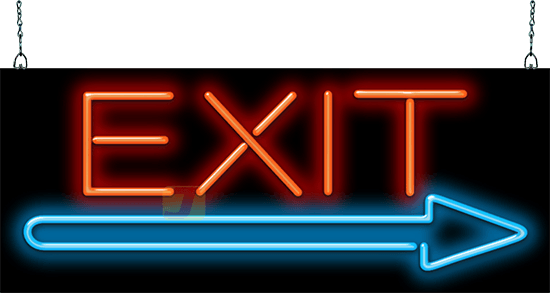 Exit with Arrow Neon Sign