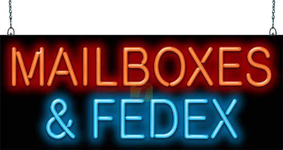Mailboxes & FED EX Neon Sign