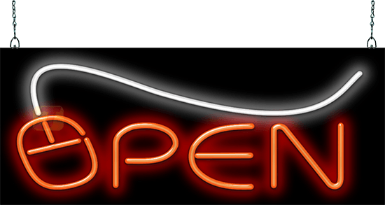Computer Mouse Neon Open Sign