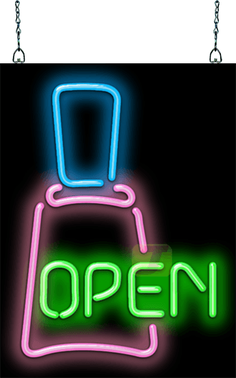 Open with Nail Polish Neon Sign