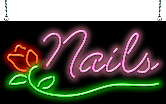 Nails with Rose Neon Sign