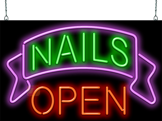 Nails Open Neon Sign