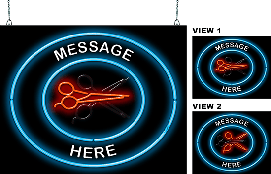 Custom Message Scissors Animated Neon Sign