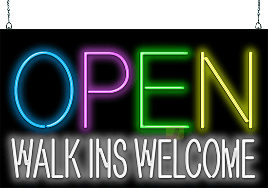 Open Walk Ins Welcome XL Neon Sign