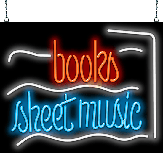 Books Sheet Music Neon Sign