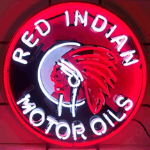 Red Indian Motor Oils Neon Sign