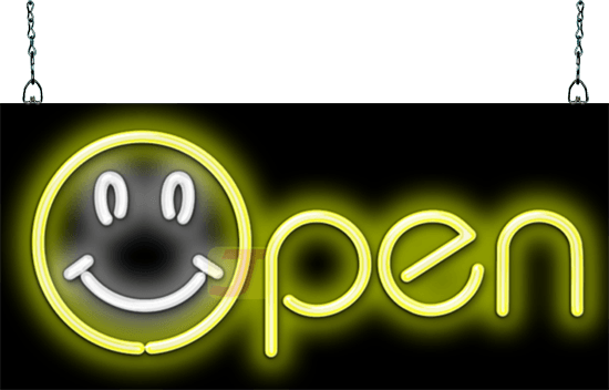 Happy Face Open Small Neon Sign