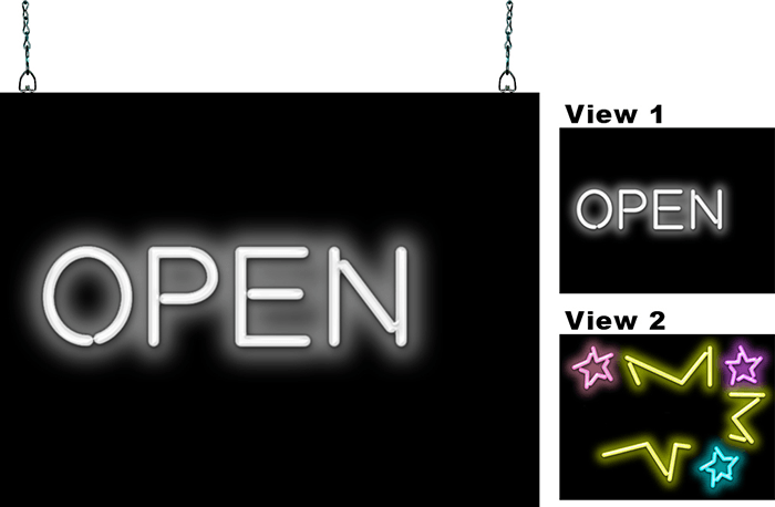 Starburst Open Animated Neon Sign