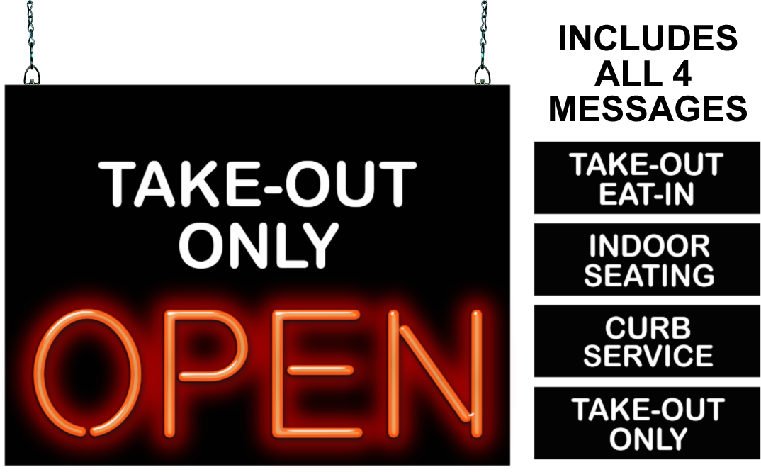 Open with Interchangeable Message Neon Sign