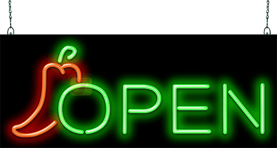 Open with Pepper Neon Sign