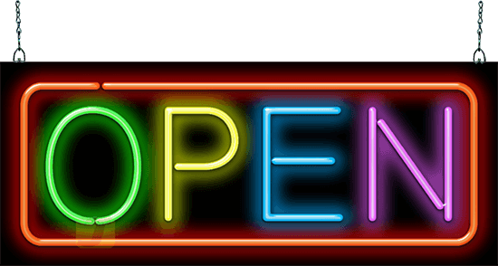 Multicolor Open Neon Sign