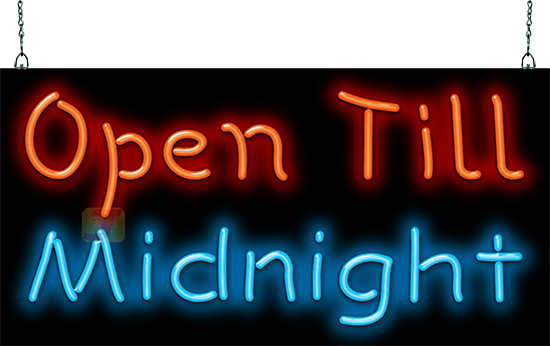 Open Till Midnight Neon Sign