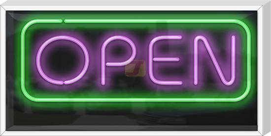 Outdoor Open Neon Sign - Purple & Green