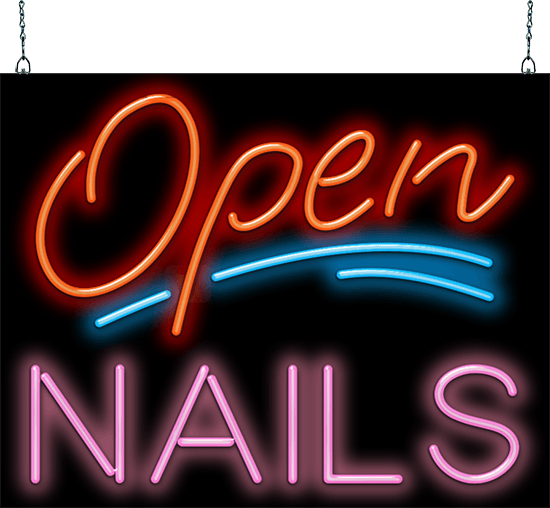 Open with Nails Neon Sign