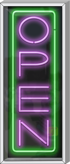 Outdoor XL Deluxe Vertical Open Neon Sign