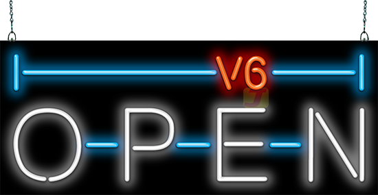 V6 Open Neon Sign