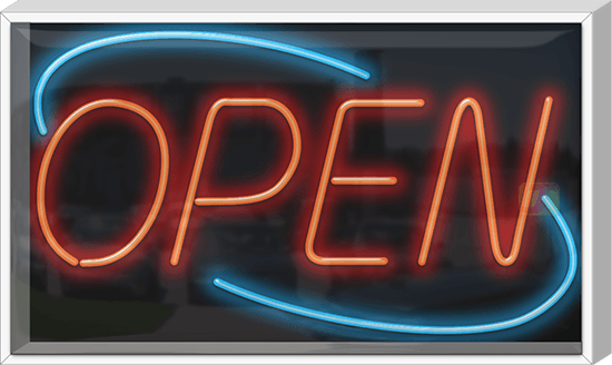 Outdoor XL Art Deco Open Neon Sign