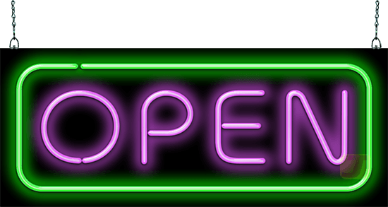 Deluxe Neon Open Sign - Purple & Green