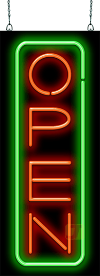 Deluxe Open Vertical Neon Sign - Red & Green