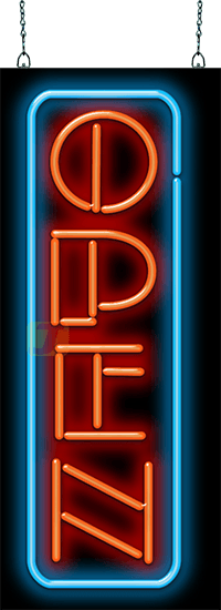 Open Neon Sign Vertical