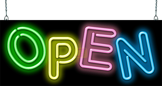 Multi-Colored Open Neon Sign | OGZ-30-90 | Jantec Neon