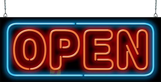 Open with Border Super Sized Neon Sign