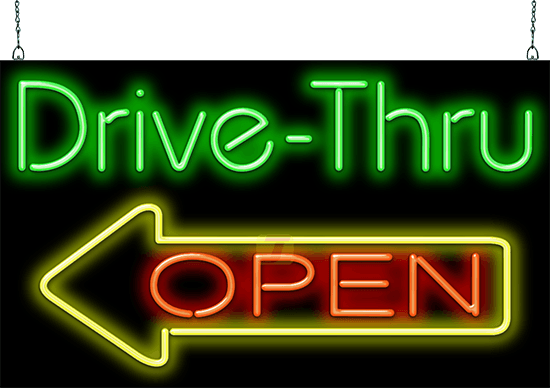 Drive-Thru Open Neon Sign Large  OGZ-70-01-L  Jantec Neon