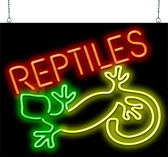 Reptiles with Graphic Neon Sign