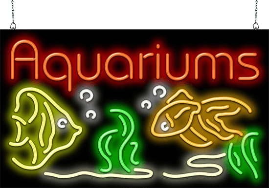 Aquariums Neon Sign with Fish Scene