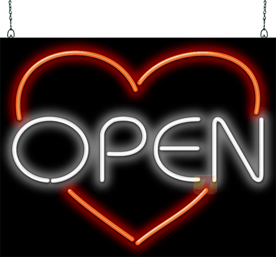 Heart with Open Neon Sign