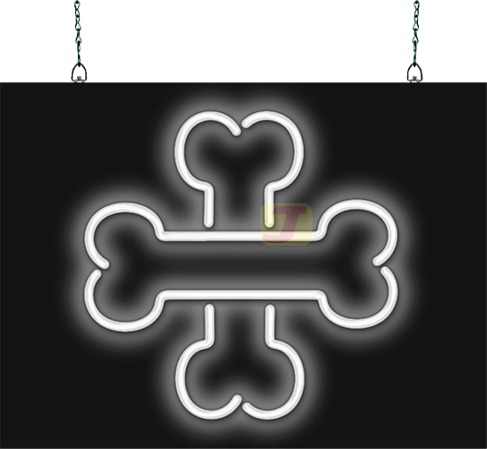 Dog Bone Cross Neon Sign