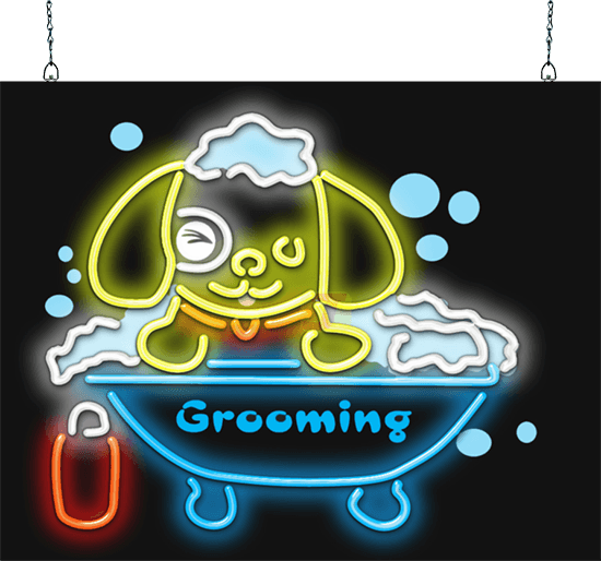 Grooming with Puppy Neon Sign