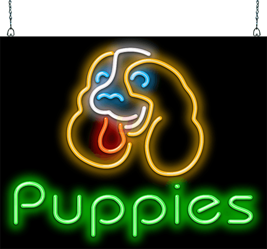 Puppies Neon Sign with Puppy