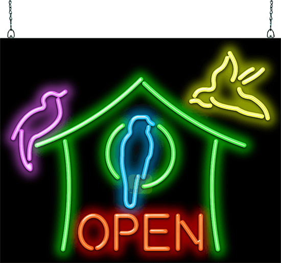 Birdhouse Open Neon Sign
