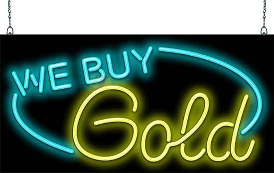 We Buy Gold with Rounded Border Neon Sign