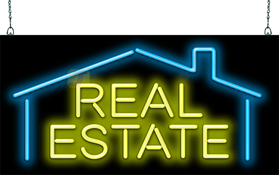 Real Estate with House Neon Sign