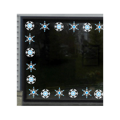 Snowflake Graphics Window Cling - Set of 24