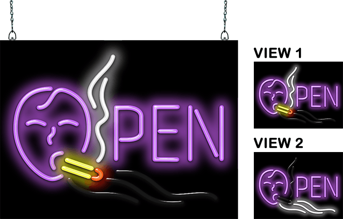 Smoker Open Animated Neon Sign