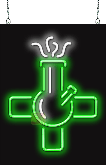 Water Pipe with Medical Cross Neon Sign