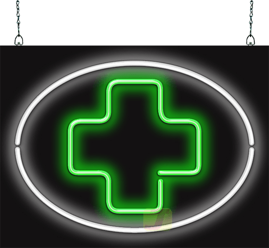 Medical Cross inside Circle Neon Sign