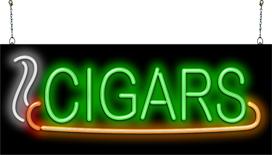 Cigars with Graphic Neon Sign