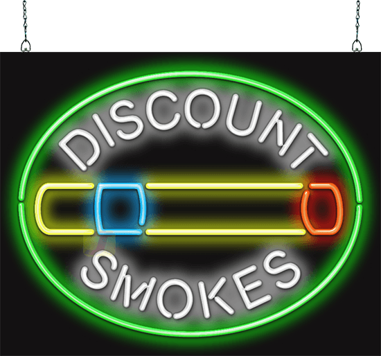 Discount Smokes with Graphic Neon Sign