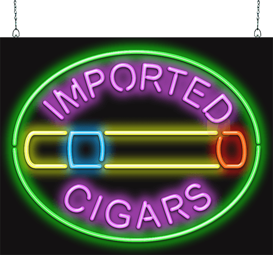 Imported Cigars with Graphic Neon Sign