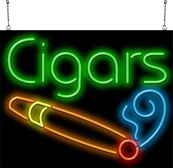 Cigars with Graphic Neon Sign