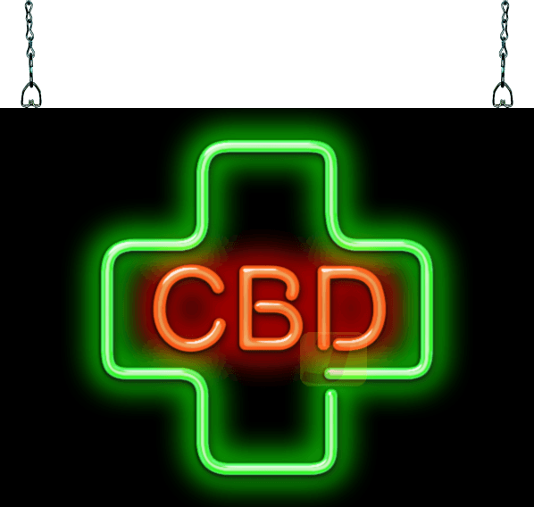 CBD Neon Sign with Medical Cross