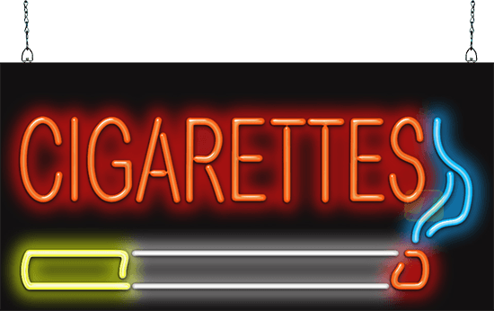 Cigarettes with Graphic Neon Sign