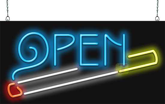 Open with Cigarette Neon Sign