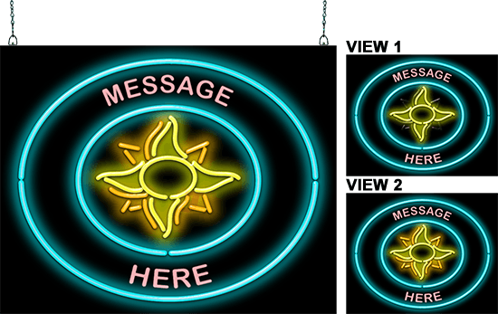 Custom Message Twinkling Sun Animated Neon Sign