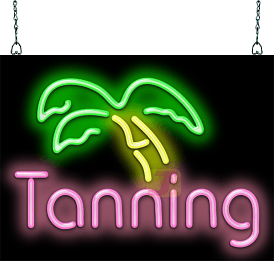 Tanning Neon Sign with Palm Tree