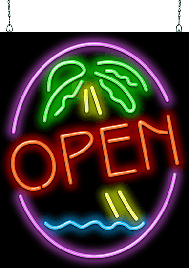 Super Large Palm Tree OPEN Neon Sign